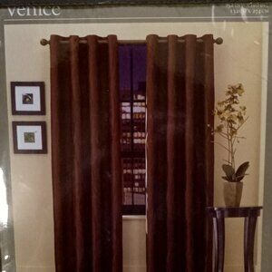NWT 108" Venice Grommet Top Curtain Panel in Teak brown (set of 2)
